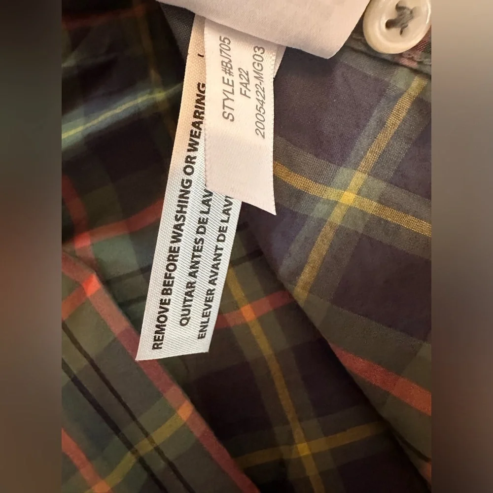 J.Crew Men’s plaid green blue 100’s 2-ply yarns Classic XL button down shirt